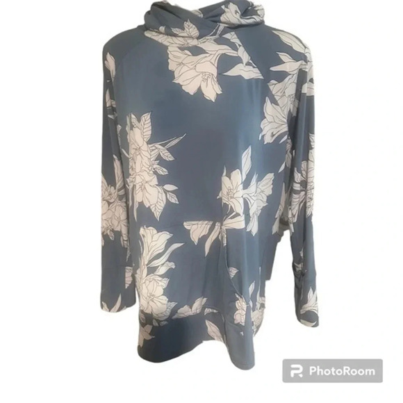 LuLaRoe Amber HoodieBlue FloralPrint - Picture 1 of 4